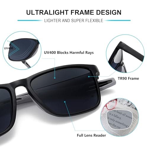 Reader Sunglasses 3 Pack Reading Sunglasses for Men Sporty TR90 Frame UV400 Full Lens Outdoor Reader Lightweight +1.5 — view 2