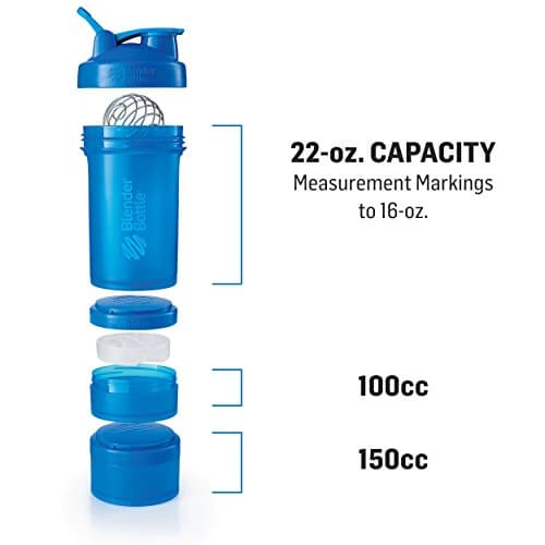 BlenderBottle ProStak System with 22-Ounce Bottle and Twist n' Lock Storage, Pebble Grey