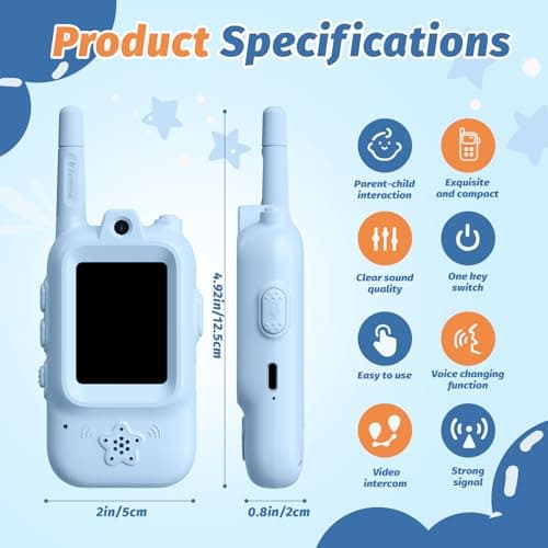 AQLL Kids Video Walkie Talkies, 2 Pack Rechargeable Long Range Walkie Talkies for Kids, Two-Way Radios with Voice Changer, Indoor Outdoor Toys,Children's Day Birthday Gifts for Boys & Girls Ages 3–12 — view 4
