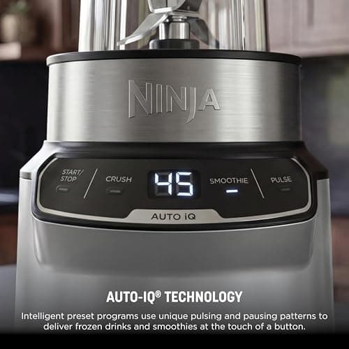 Ninja Nutri-Blender Pro with Auto-iQ | For Smoothies, Shakes, Frozen Drinks, Salsa, Dips | (2) 24-oz. To-Go Cups & Spout Lids | 1100-Peak-Watt | Silver | BN401 — view 3
