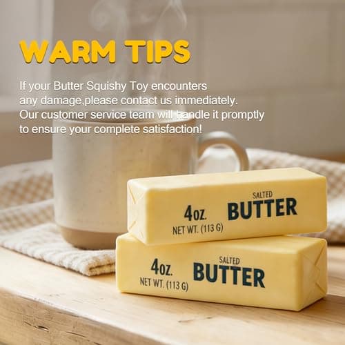2 PCS Slow Rising Butter Squishy Toys, Soft Squeeze Stress Relief for Office and Home, Sensory Fidget for Anxiety Relief and Focus, Yellow — view 5