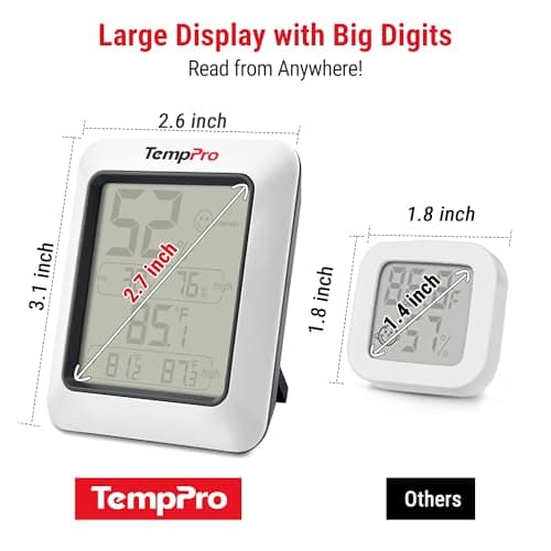 TempPro TP50 Digital Hygrometer Indoor Thermometer with Max/Min Records Room Thermometer and Humidity Monitor with Large LCD Display (Previously ThermoPro) — view 3