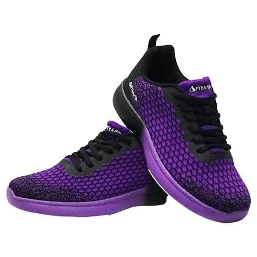 Pyramid Women’s Path Lite Seamless Mesh Bowling Shoes - Lightweight Seamless Design, Athletic Fit, Breathable Knit Upper, Universal Slide Soles, Black/Purple, 7.5 — view 4