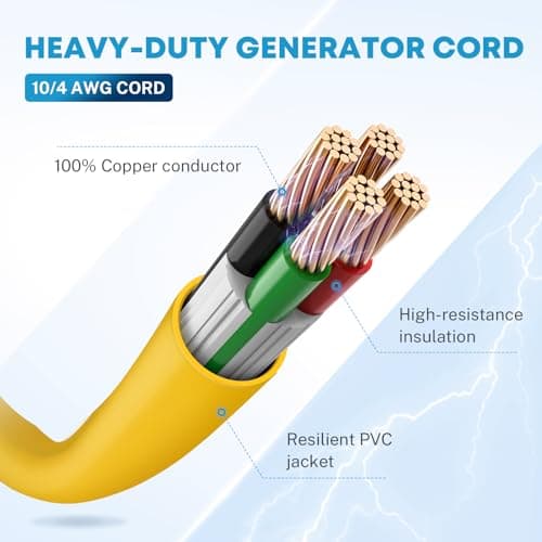 Kohree Nema L14-30 Generator Cord 30 Amp 4 Prong, 20ft Heavy Duty Generator Power Locking Cord for Manual Transfer Switch, Electric Extension Wire 10 Gauge 125/250V, 7500W with Cord Organizer — view 3