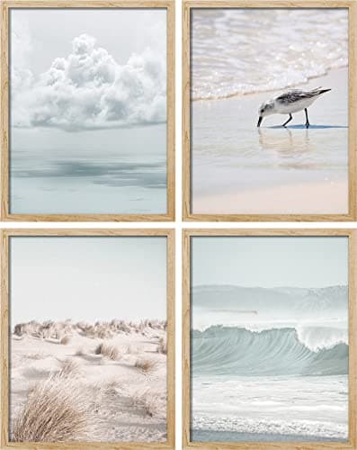 SIGNWIN Poster Bathroom Decor 11"x14"x 4, Wall Art Room Decor Multicolor for Living Room, Bedroom, Office White Nautical Ocean Sea Beach Grass Seagull Landscape Nature Wilderness Realism Landscape