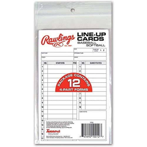 Rawlings System-17 Line-Up Cards (12 Cards)