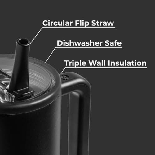HydroJug Traveler 32oz, Insulated Tumbler with Handle & Straw, Black — view 2