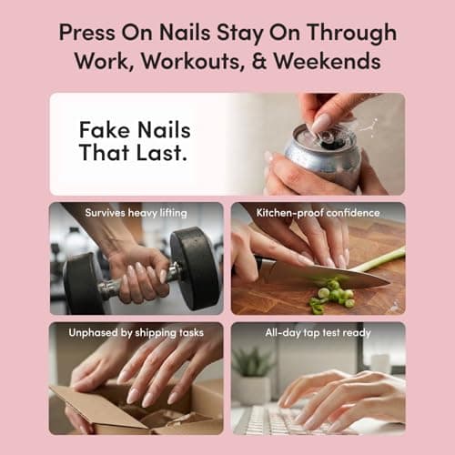 Glamnetic Press On Nails - Short Oval Fake Nails with Greek-inspired Patterns, Gold Foil & Glossy Finish | Salon Quality Vacation Nails | Myko Muse | 15 Sizes - 30 Nail Kit with Glue — view 2