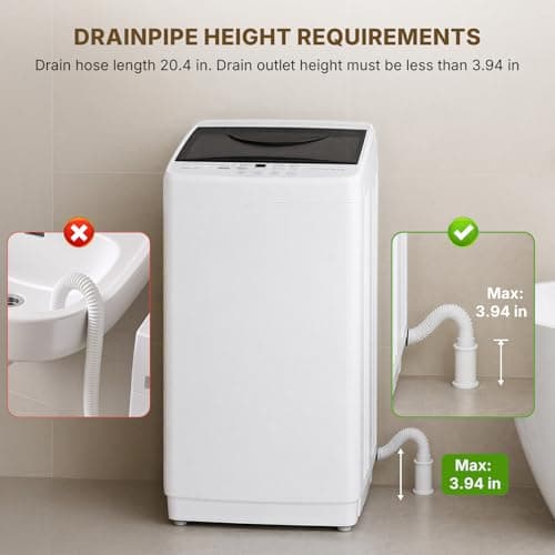 NEWBULIG 1.06 Cu.Ft Portable Washing Machine, 7.7 lbs Capacity Full-Automatic Compact Washer with 10 Wash Cycles & Auto-Balance, for Apartment RV Dorm Camping — view 3