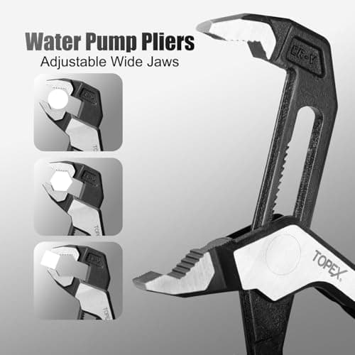 TOPEX 4 Piece Pliers Set with Ergonomic Non-Slip Handle (190 mm Diagonal Cutters, 200 mm Combination Pliers, 200 mm Long Nose Plier, 250 mm Water Pump Plier) for Demanding Tasks & Home Use — view 6