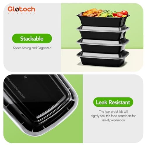 Meal Prep Containers 24oz-100 Pack (200-Piece) Reusable Food Storage Containers with Lids Microwave, Freezer, Dishwasher Safe - Leakproof & BPA Free Durable Plastic Bento Box for To Go Take Out — view 6