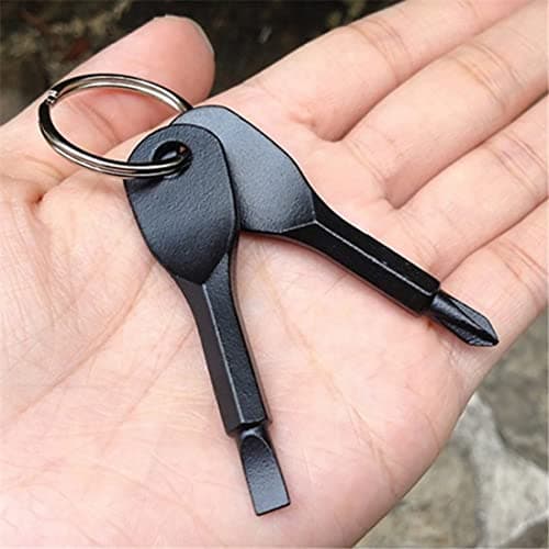 ROSTIVO Screwdriver Keychain Pocket Repair Tool Multi Mini Cool Gadgets for Men Small Gift for Women (Black) — view 2