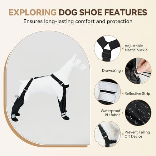 Dog Suspender Boots for Large Dogs – Waterproof & Non-Slip Dog Paw Protectors with Adjustable Straps & Reflective Strips, All-in-One Connected Dog Boots for Outdoor Walks, Snow, Rain, Hiking (L) — view 5