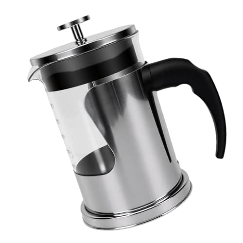 Qcwwy French Press Coffee Maker, Stainless Steel Plastic Free Coffee Press, 800ml Borosilicate Glass with 4 Layer Filter for Tea, Home Kitchen Office Camping Travel (Woven 800ml) — view 7