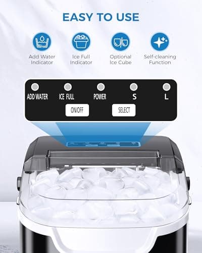 COWSAR Ice Maker Countertop, Portable Ice Machine with Self-Cleaning, 26.5 lbs/24Hrs, 8 Ice Cubes in 6 Mins, Ice Basket and Scoop, Ideal for Home, Kitchen, Bar, Camping — view 5