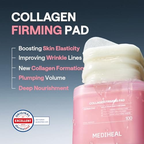 MEDIHEAL Collagen Firming Toner Pad – Korean Skincare, 98% Vegan Collagen with Retinol & 7 Peptides, Firming, Plumping & Wrinkle Care, Micro-Hole Fabric, 100 Pads — view 2