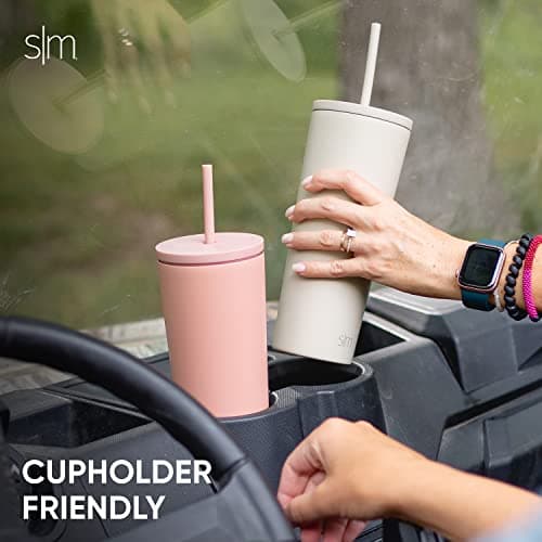 Simple Modern Insulated Tumbler with Straw and Lid | Iced Coffee Cup Reusable Stainless Steel Water Bottle Travel Mug | Gifts for Women & Men | Classic Collection | 24oz | Winter White — view 2