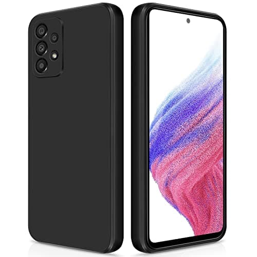 GiiYoon Case Compatible with Samsung Galaxy A53 5G, Silky-Soft Touch Full-Body Protective Phone Silicone Case, Shockproof Cover with Microfiber Lining, Black