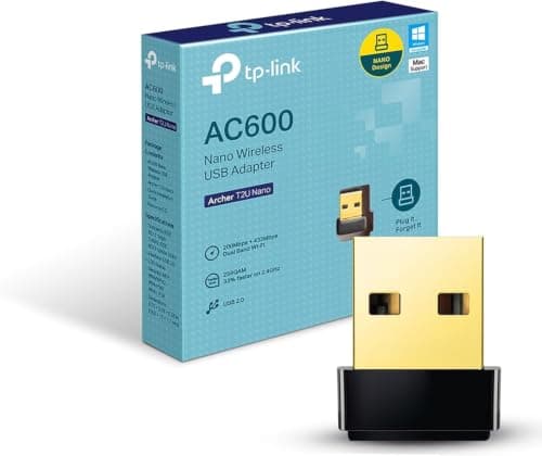 TP-Link Nano AC600 USB WiFi Adapter(Archer T2U Nano)- 2.4G/5G Dual Band Wireless Network Transceiver for PC Desktop, Travel Size, Supports Windows (11,10, 8.1, 8, 7, XP/Mac OS X 10.9-10.14)