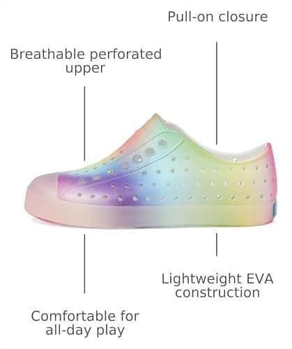 Native Shoes Unisex-Kids Jefferson Print Sneakers, Shell White/Translucent/Rainbow Blur, 3 Little Kid — view 2