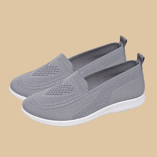 Women's Mesh Walking Shoes Summer Breathable Soft Arch Support Walking Anti-Skid Sports Shoes Gray — view 4