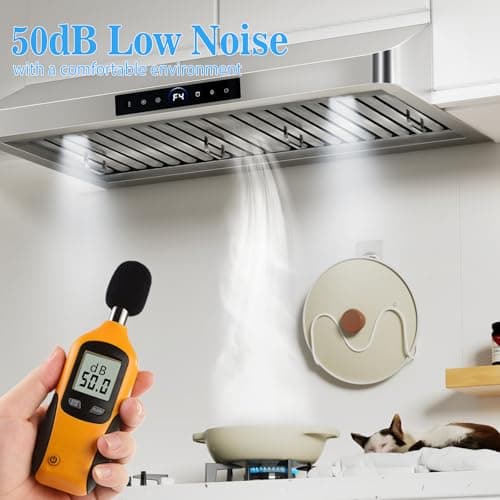 30 inch Under Cabinet Range Hood 1200 CFM with 4-Speed Gesture Sensing & Touch Control, Stainless Steel Kitchen Stove Vent Hoods with 2 LED Lights, Time Setting, Dishwasher-Safe Baffle Filters — view 4