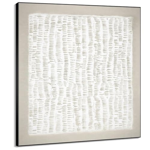 46"x46" XL Framed Wall Art Neutral Abstract Line Design Art (Frame Assembly Required)