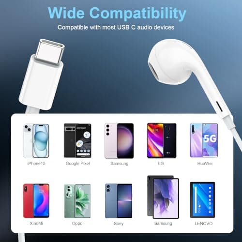 SUPVOL USB C Earbuds for iPhone 17 16 15, 2 Pack Wired with Mic and Remote — view 5