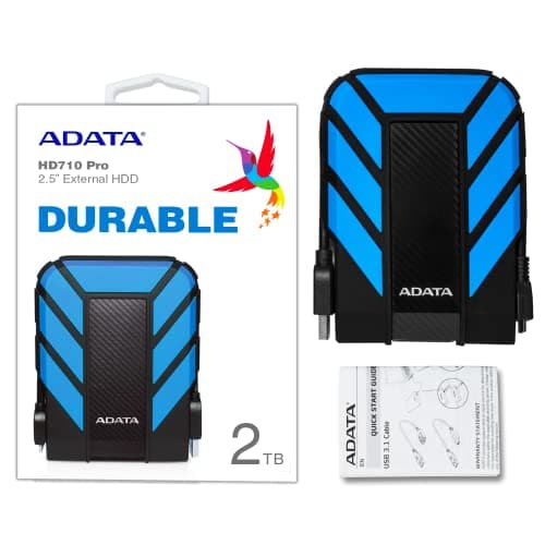 ADATA HD710 Pro - 2 TB External Hard Drive - Shockproof, Waterproof & Dustproof - Durable Storage - For Gamers, Students & Professionals - Mac, PC & Linux Compatible - Blue - AHD710P-2TU31-CBL — view 3