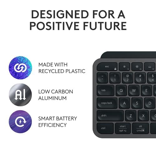 Logitech MX Keys S Combo - Performance Wireless Keyboard and Mouse with Palm Rest, Customizable Illumination, Fast Scrolling, Bluetooth, USB C, for Windows, Linux, Chrome, Mac - Graphite — view 9