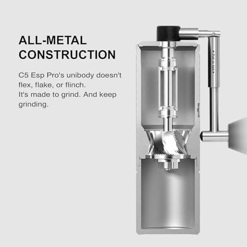 TIMEMORE C5 ESP Pro Manual Coffee Grinder with S2C-042-III Conical Burr, 0.015mm Precision Adjustment, All-Metal Portable Hand Coffee Mill for Espresso/French Press/Pour Over - Black — view 5