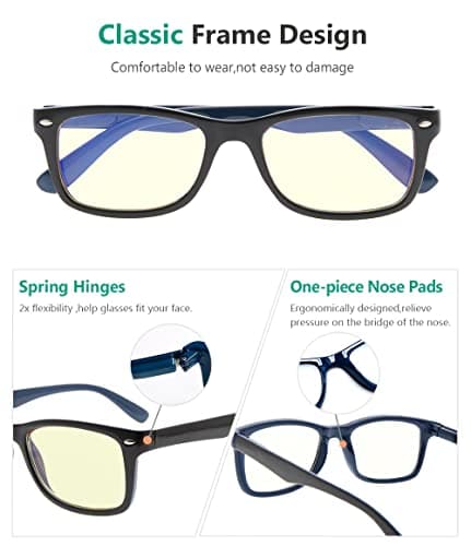Eyekepper Computer Reading Glasses,UV Protection, Anti Glare,Anti-reflective Computer Readers (Black Blue, Yellow Tinted Lenses) +4.0 — view 3