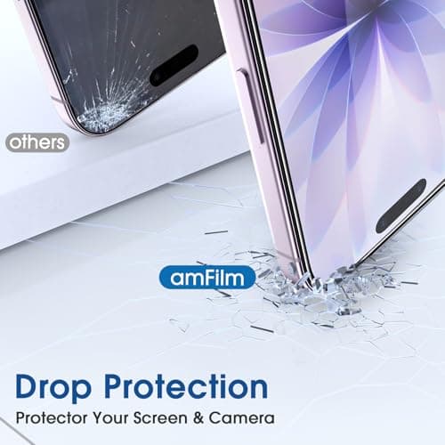 amFilm OneTouch Screen Protector for iPhone 17 6.3'' 2025 + Camera Lens Protector | Auto-Alignment install | Bubble Free | 9H+ Military-Grade Tempered Glass | FHD Clarity | Case Friendly | 2+2 Pack — view 4