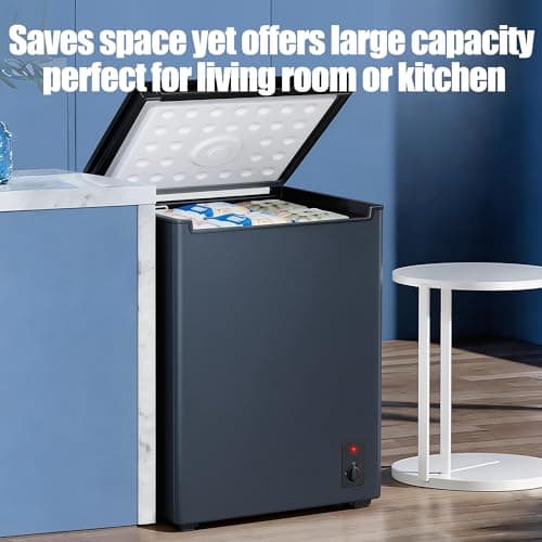 Cosanta 4.5 Cu. Ft. Small Chest Freezer, Top Door, Mini Deep Freezer,Metal, Freestanding with Removable Basket, for Home Kitchen Office (BLACK, 4.5Cu.ft) — view 5