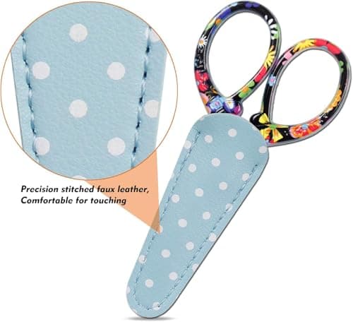 Classic 3.6" Sewing Scissors with Premium Leather Sheath-Hisuper Sharp Embroidery Scissors,Vintage Decorative Shears for Needlework,Cross Stitch,Crochet Accessories,Craft DIY Tool-Black Floral — view 3