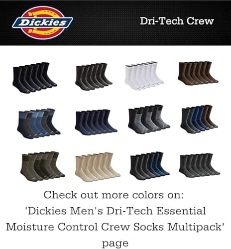 Dickies Men's Dri-Tech Original Moisture Control Crew Socks, Available in M-XXL (6, 12, 18 Pairs), Heathered Colors (6 Pairs), Large — view 3