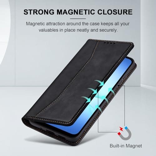 Jasonyu Flip Wallet Case for Samsung Galaxy A17/A26 5G,Leather Magnetic Folio Cover with Card Holder,Kickstand - TPU Shockproof Durable Protective Phone Case,Black — view 2