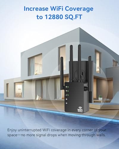 Dual Band 5GHz/2.4GHz WiFi Extender, WiFi Booster, WiFi Extender Signal Booster, Covers 12880 Sq.ft, Supports 105 Devices, Internet Extender WiFi Booster for Home — view 4