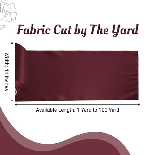 MDS Satin Fabric 10 Yards, 44" Wide, Silky Smooth Charmeuse Sateen Cloth for Wedding Arch Drapery Panel Backdrop Party Event Banquet Home Decoration Curtain Crafts DIY Sewing Costume - Burgundy — view 2