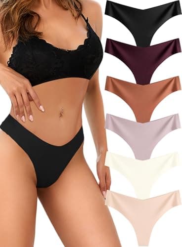 READY TO LOVE Underwear Womens Seamless Thongs Sexy Lingerie No Show Panties V-Waisted Ladies Tangas Women's Clothing 6 Pack — view 8