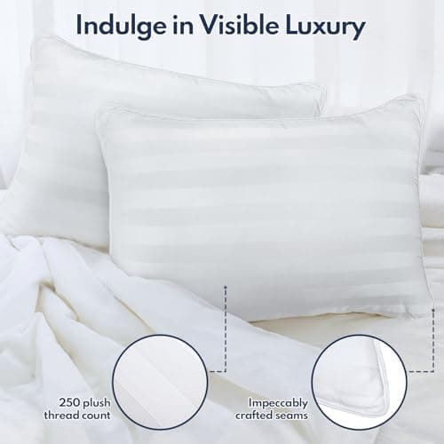 HEYCUZI Pillows Queen Size 2 Pack for Sleeping - Premium Down Alternative Cooling Bed Pillow for Side, Back, and Stomach Sleepers Hotel Quality Fluffy Soft Microfiber Fill Breathable Skin-Friendly — view 5