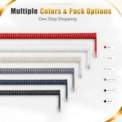 Comtrue Telephone Cord, Phone Cord, handset Cord, Black, 2 Pack, Universally Compatible — view 3