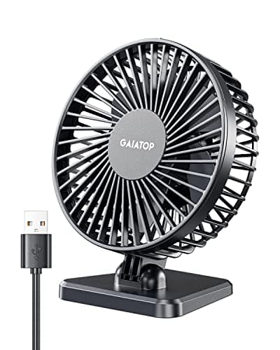 Gaiatop USB Desk Fan, Small But Powerful, Personal Quiet 3 Speeds Portable Fan, Adjustment Mini Table Desktop for Better Cooling Home Office Car Indoor Outdoor Black