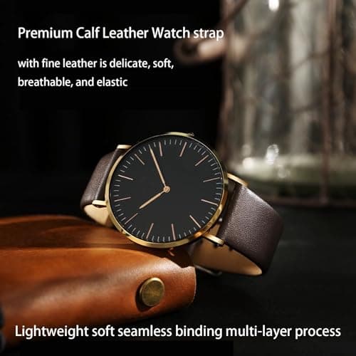 Aoeiwv Genuine Leather Watch Band Quick Release Classical Elegant Soft Leather Strap 12mm 14mm 16mm 18mm 20mm 22mm 24mm Replacement Strap for Men Women Ladies
