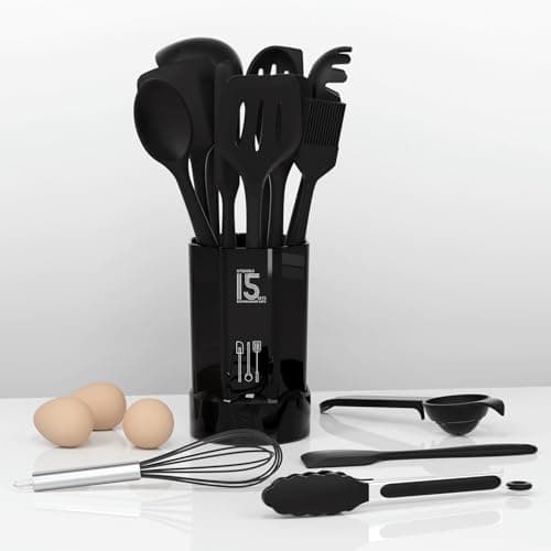 Silicone Cooking Utensils Set - 446°F Heat Resistant Kitchen Utensils,Turner Tongs,Spatula,Spoon,Brush,Whisk,Kitchen Utensil Gadgets Tools Set for Nonstick Cookware,Dishwasher Safe (BPA Free) — view 5