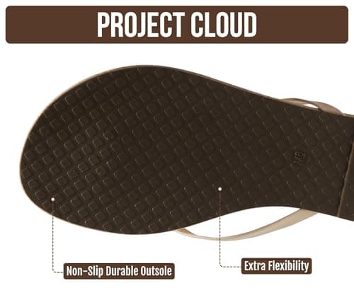 Project Cloud Flip Flops for Women Footwear- Lightweight and Memory Foam Insole Sandals for Women 2026 - Durable Non-Slip Beach Essentials Flats for Women Sandals (Foundations, Beige, 5.5) — view 4
