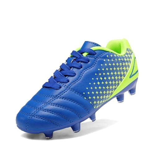 DREAM PAIRS Boys Girls Outdoor Soccer Cleats Kids Athletic Football Shoes,Size 13 Little Kid,Royal/Blue/Neon/Green,SUPERFLIGHT-1K