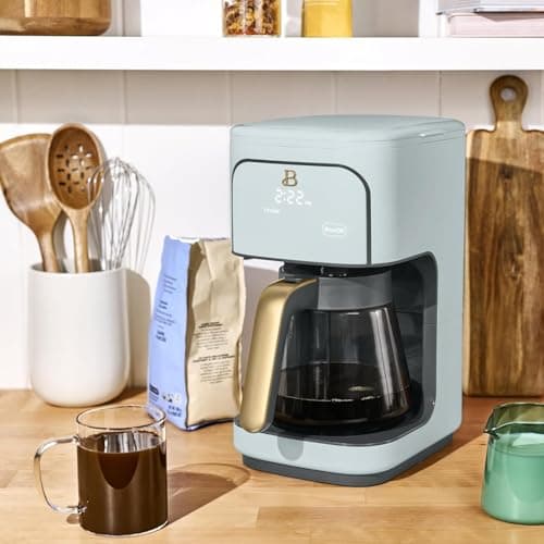 B - 12-Cup Programmable Coffee Maker with Touch Controls, Auto Brew Timer, Reusable Filter, Large Glass Carafe, Countertop Coffee Machine (Hydrangea) — view 2