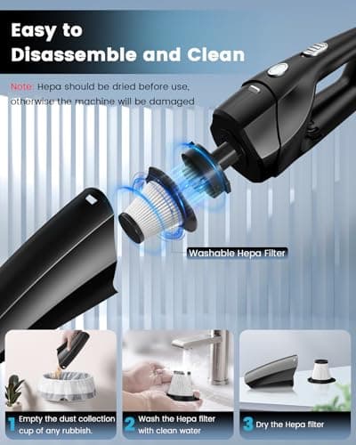 SERVOMASTER Handheld Vacuum Cleaner Cordless, Mini Vacuum Cleaner Rechargeable, 120W High Power Vacuum Cleaner with Extra HEPA Filter, Portable Vacuum Cleaner for Car Home Cleaning — view 5