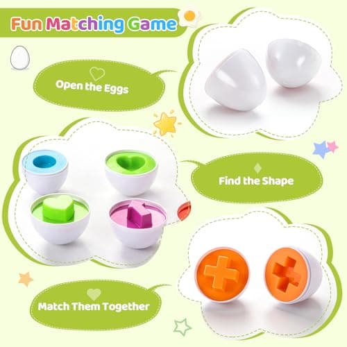 Montessori Matching Eggs Toy for Toddlers 1-3, Color and Shape Sorting Learning Toy, Fine Motor Skills Educational Puzzle, Preschool Learning Toy for Kids — view 3